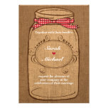 Red Gingham & Burlap Mason Jar Wedding Announcements