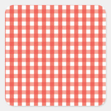 Red Gingham Check Pattern Square Sticker