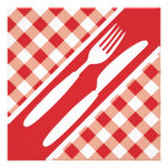Red Gingham  & Cutlery Custom Invitation