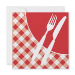 Red Gingham & Cutlery invitations