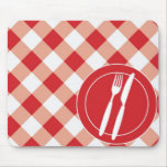 Red Gingham & Cutlery mousepads