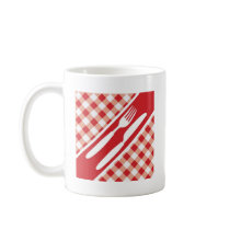 Red Gingham & Cutlery Coffee Mug