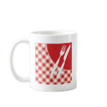 Red Gingham & Cutlery mugs