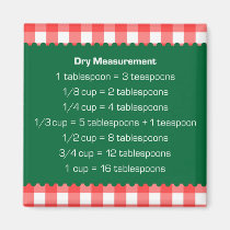 Red gingham green dry measure chart kitchen helper magnets