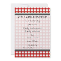 Red Gingham Invitation