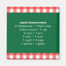 Red gingham liquid measure chart kitchen helper magnets