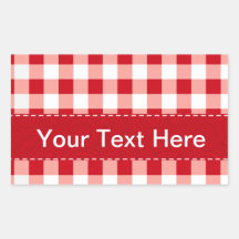 Red Gingham Rectangle Sticker