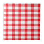 Red Gingham Ceramic Tile