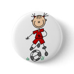 Red Girl Soccer Player Button