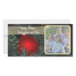 Red Glass Ornament In A Tree Photo Card photo cards