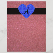 Red glitter monogram blue roses full colour flyer