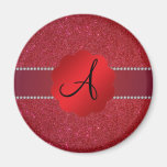 Red glitter monogram diamonds fridge magnet