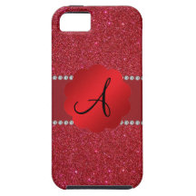 Red glitter monogram diamonds iPhone 5 case