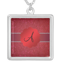 Red glitter monogram diamonds pendant