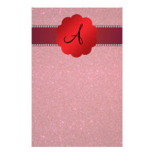 Red glitter monogram diamonds stationery design