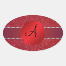 Red glitter monogram diamonds stickers