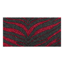 Red Glitter Zebra Print Photo Card Template