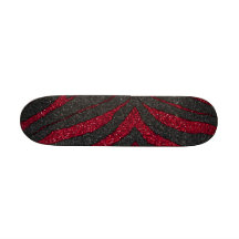 Red Glitter Zebra Print Skate Board Decks