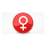 Red Glossy Female Symbol Woman Icon photo cards