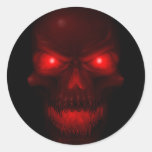 Red Glowing Skull Round Stickers