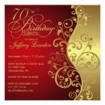 Red &  Gold 70th Birthday Party Invitation invitations