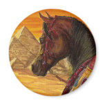 Red & Gold Arabian horse round magnet