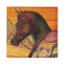 Red & Gold Arabian horse square magnet