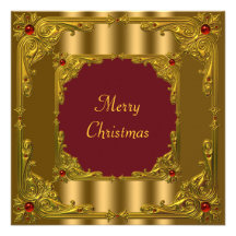 Red & Gold Christmas Holiday Cocktail Dinner Custom Announcement