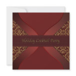 Red & Gold Damask Holiday Cocktail Party Invitatio invitations