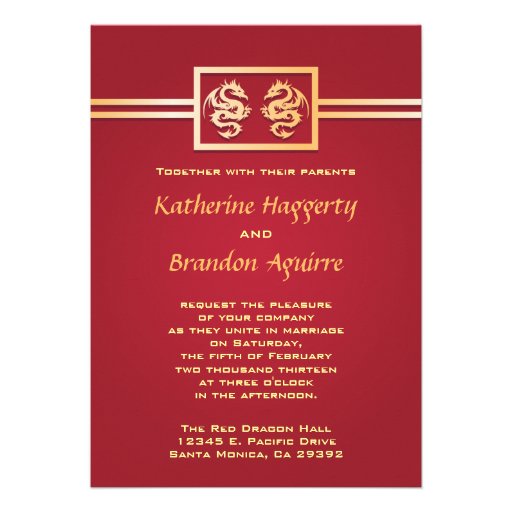 Red & Gold Dragon Invitations