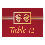Red & Gold Dragon Table Place Numbers Cards
