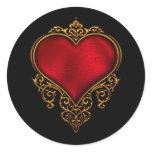 Red Gold Heart Wedding Favour Labels Stickers