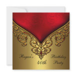Red Gold Jewel 40th Elegant Birthday Party invitations