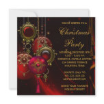 Red Gold Ornaments Corporate Christmas Party invitations