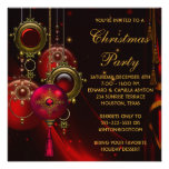 Red Gold Ornaments Corporate Christmas Party Invites