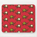 Red good luck elephants pattern print mouse mat