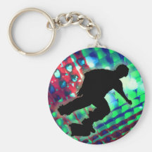 Red Green & Blue Abstract Boxes  Skateboard Key Chain
