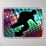 Red Green & Blue Abstract Boxes  Skateboard