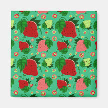 Red Green Pink Strawberries Refrigerator Magnet