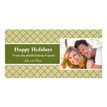Red & Green Plaid Holiday Christmas Card Custom Photo Card