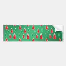 Red green snowmen on green fade bumper stickers