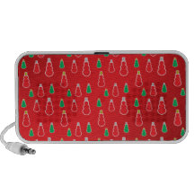 Red green snowmen on red fade mini speakers