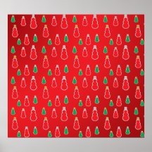 Red green snowmen on red fade print