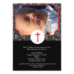 Red/Grey/Black Baptism Baby Dedication 5x7 photo Invitations