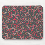 red&grey floral mouse pad