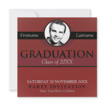 Red & Grey Stylish Graduation w/ Photo Invitation