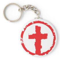 Red  Grunge Cross Keychains
