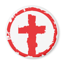 Red  Grunge Cross Refrigerator Magnet