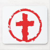 Red  Grunge Cross Mousemats