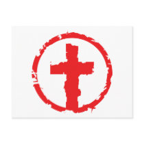 Red  Grunge Cross Postcard